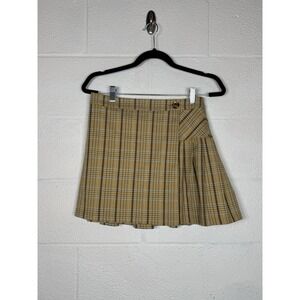 Urban Outfitters Mustard Plaid Wrap Mini Skirt M - Y2K Academia Preppy